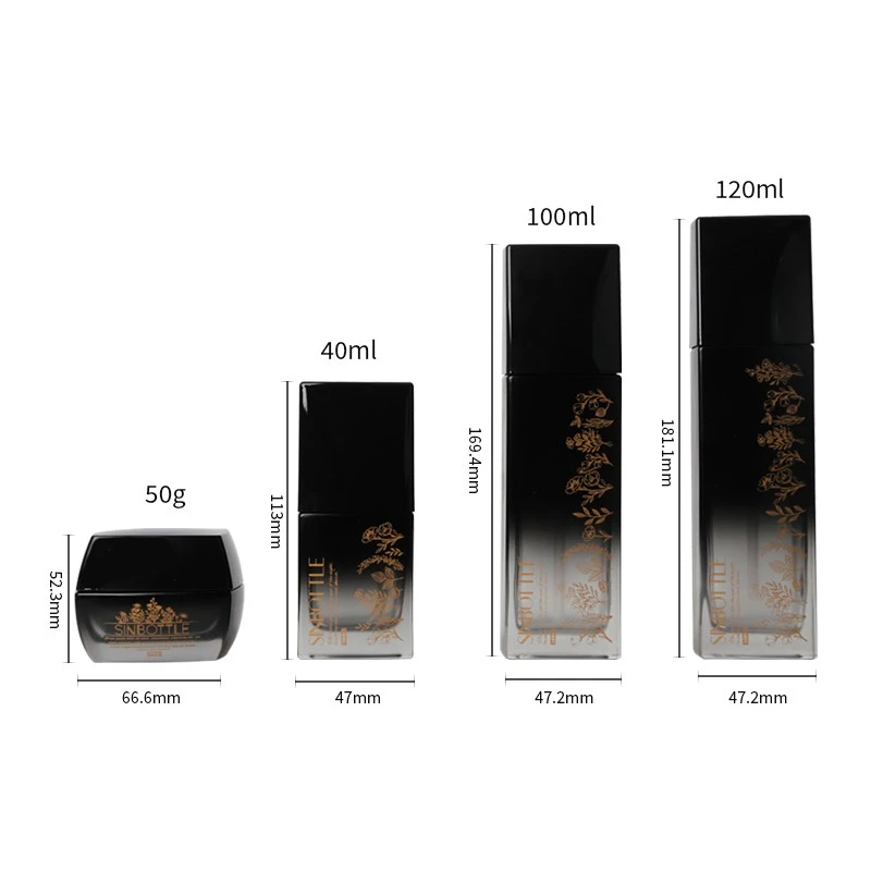 Modular Flat-Square Cosmetic Set: 40ml-120ml Glass Pump Bottles & 50g Jar | Custom Luxury Packaging price